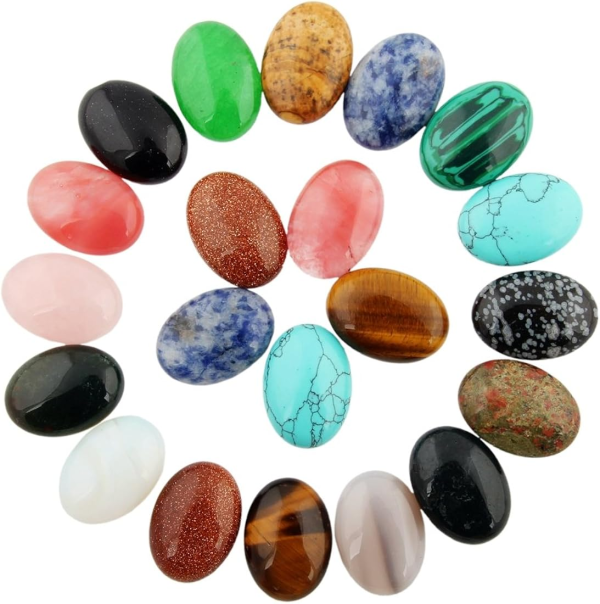 10pcs Cabochon Oval Stone 25x18mm Mixed Healing Crystal Beads CAB
